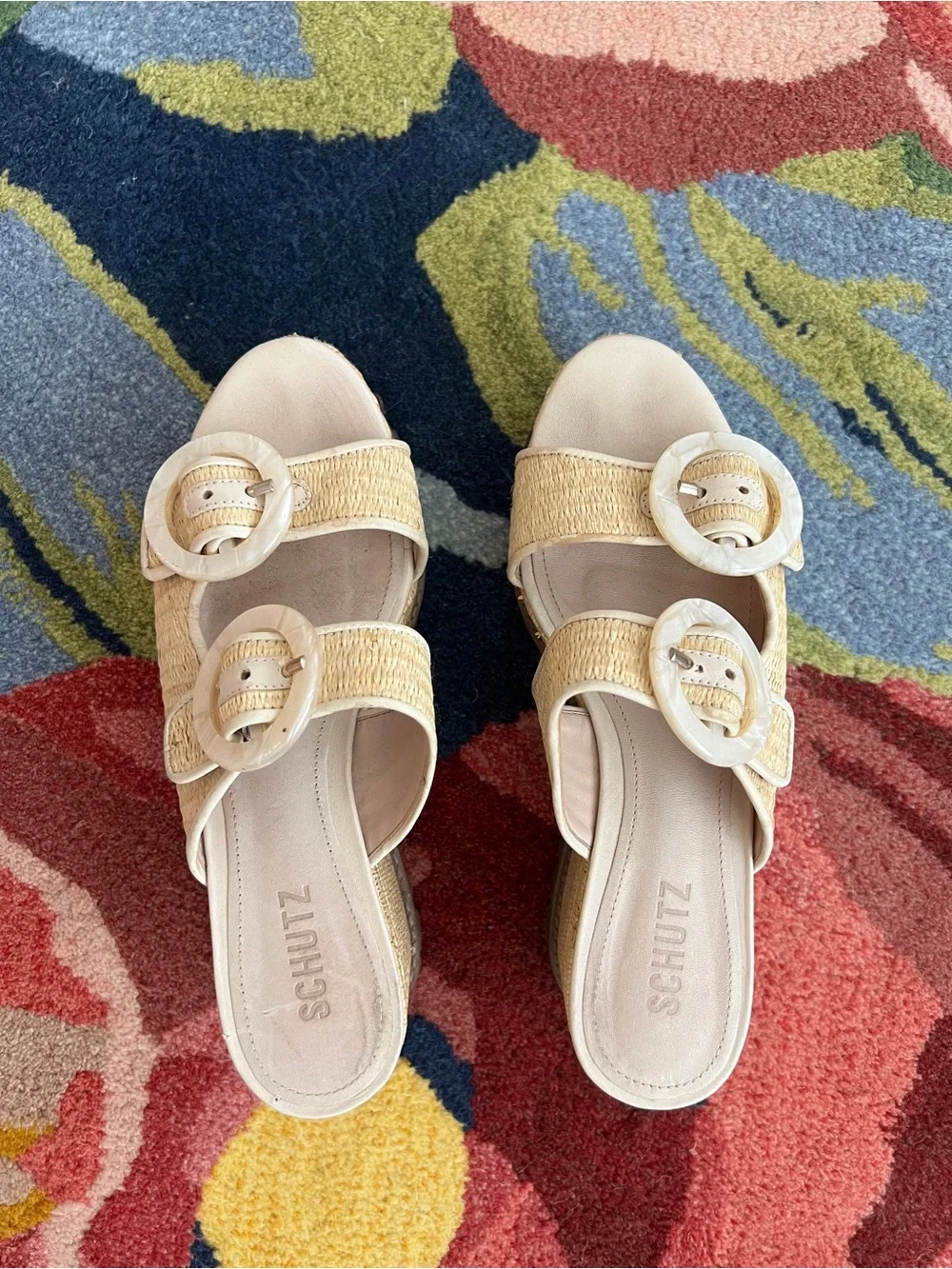 SCHUTZ Bela Platform Sandal in Natural & Egg Shell